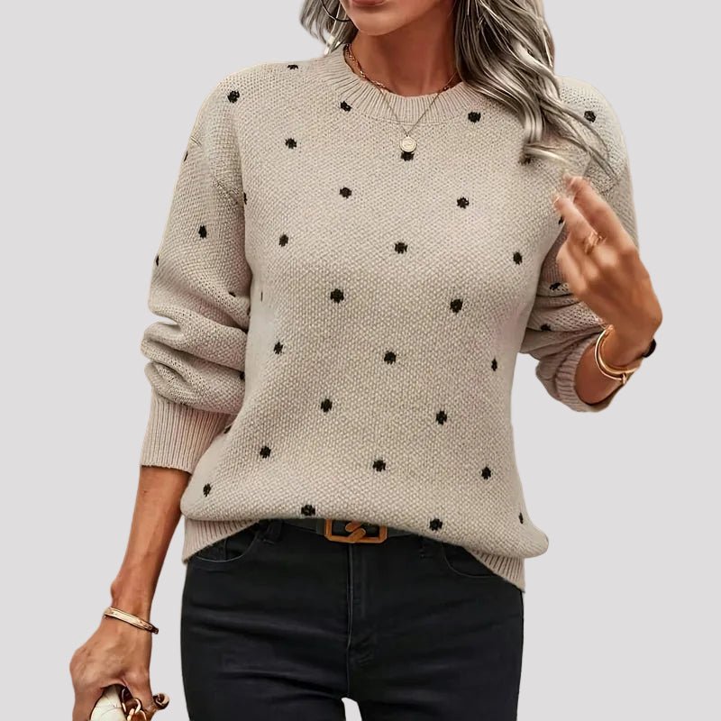 Van Elst Mode® | Gebreide trui met stippen in Khaki - Finn Jules