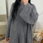 PRE ORDER Oversized Gebreide Knit Trui WORDT VERZONDEN OP 14-09 in Charcoal grey - Finn Jules