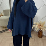 PRE ORDER Oversized Gebreide Knit Trui WORDT VERZONDEN OP 14-09 in Blauw - Finn Jules