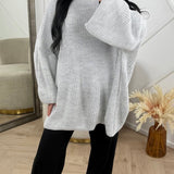 PRE ORDER Oversized Gebreide Knit Trui WORDT VERZONDEN OP 14-09 in Lichtgrijs - Finn Jules