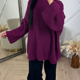 PRE ORDER Oversized Gebreide Knit Trui WORDT VERZONDEN OP 14-09 in Paars - Finn Jules