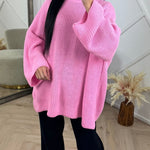 PRE ORDER Oversized Gebreide Knit Trui WORDT VERZONDEN OP 14-09 in Roze - Finn Jules