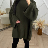 PRE ORDER Oversized Gebreide Knit Trui WORDT VERZONDEN OP 14-09 in Armygroen - Finn Jules