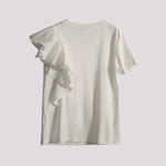Asymmetrisch T-Shirt met Ruffle Wit - Finn Jules in Wit - Finn Jules