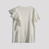 Asymmetrisch T-Shirt met Ruffle Wit - Finn Jules in Wit - Finn Jules
