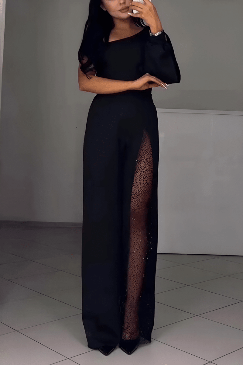 Ines™ | Moderne jumpsuit met wijde pijpen in Zwart - Finn Jules