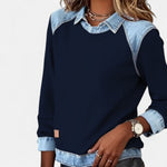 Van Delft Mode ® | Trendy Lange Mouwen Damestrui in Marineblauw - Finn Jules