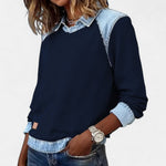 Van Delft Mode ® | Trendy Lange Mouwen Damestrui in Marineblauw - Finn Jules