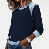 Van Delft Mode ® | Trendy Lange Mouwen Damestrui in Marineblauw - Finn Jules
