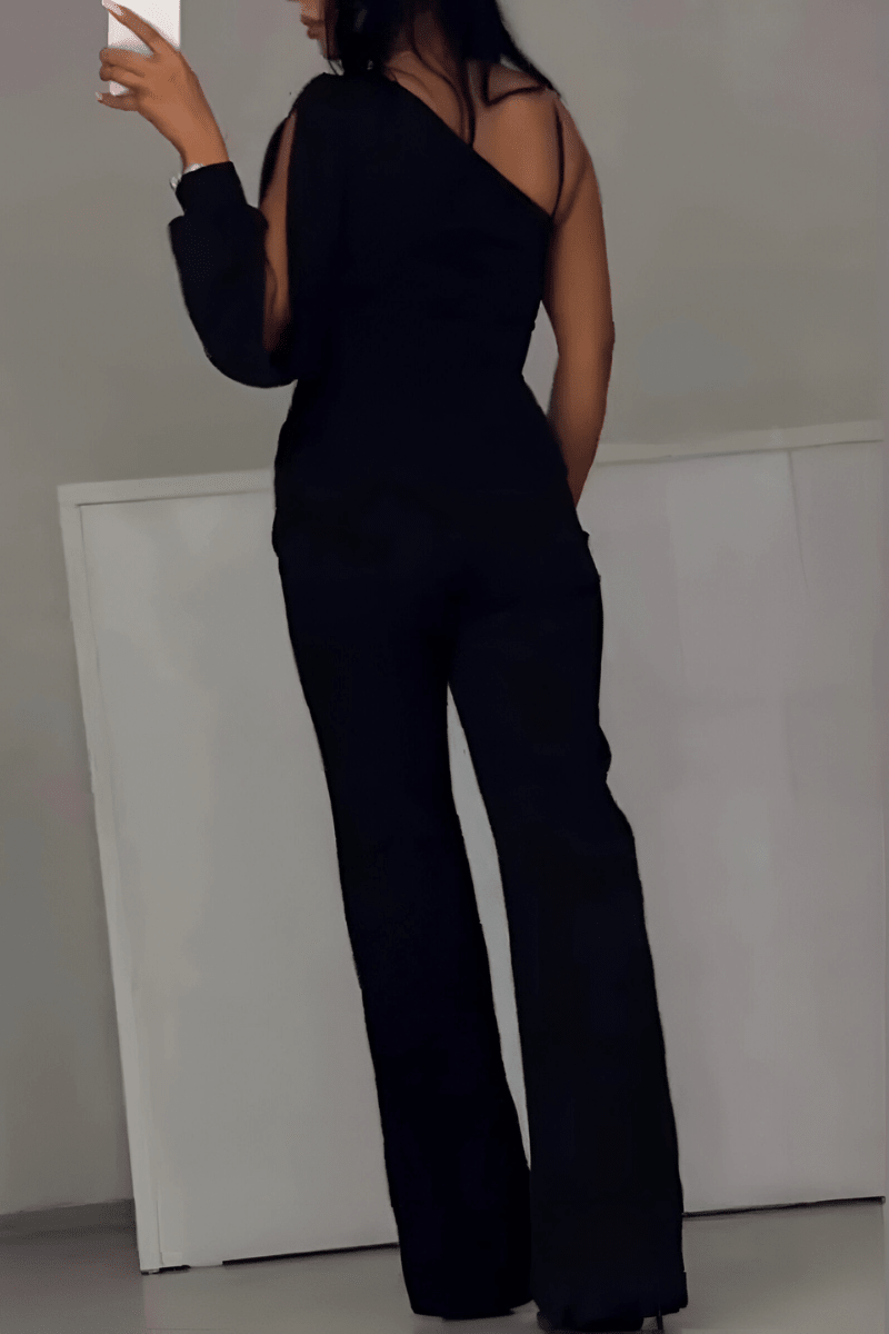 Ines™ | Moderne jumpsuit met wijde pijpen in Zwart - Finn Jules