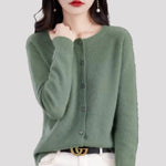 Van Delft Mode ® | Elegante Knoopjes Cardigan in Groen - Finn Jules