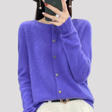 Van Delft Mode ® | Elegante Knoopjes Cardigan in Paars - Finn Jules