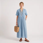 Noor™ | Geplooide jurk in Blauw - Finn Jules