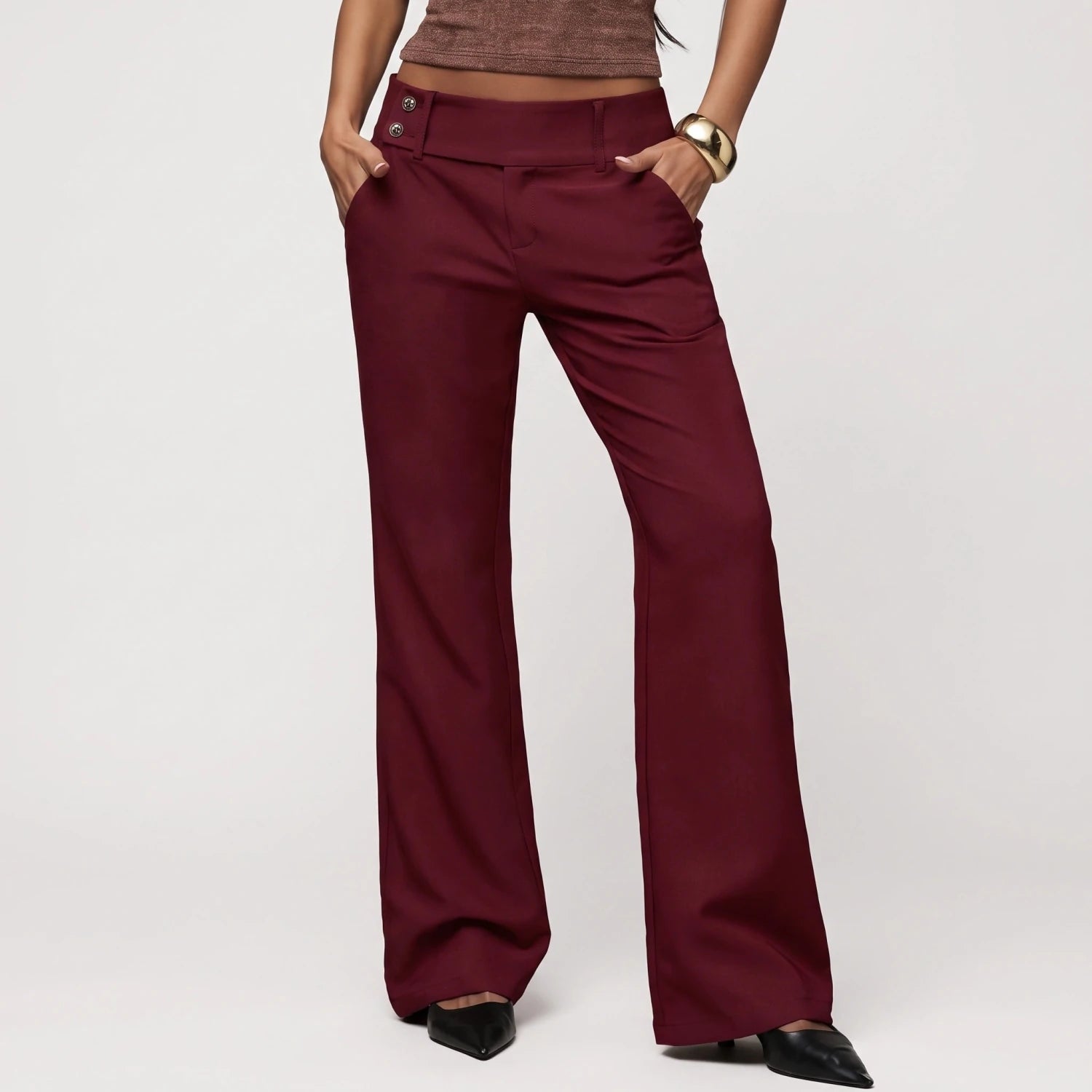 Duna™ | Moderne Losse Broek in Wijnrood - Finn Jules