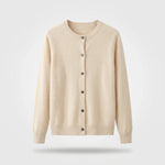 Van Delft Mode ® | Elegante Knoopjes Cardigan in Beige - Finn Jules