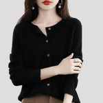 Van Delft Mode ® | Elegante Knoopjes Cardigan in Zwart - Finn Jules