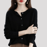 Van Delft Mode ® | Elegante Knoopjes Cardigan in Zwart - Finn Jules