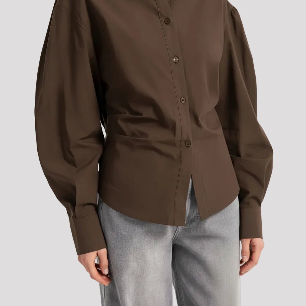 Blouse met tailleaccent in Bruin - Finn Jules