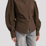 Blouse met tailleaccent in Bruin - Finn Jules