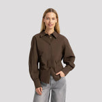 Blouse met tailleaccent in Bruin - Finn Jules
