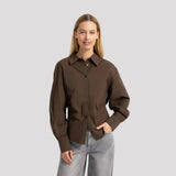 Blouse met tailleaccent in Bruin - Finn Jules