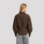Blouse met tailleaccent in Bruin - Finn Jules