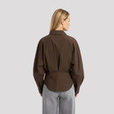Blouse met tailleaccent in Bruin - Finn Jules
