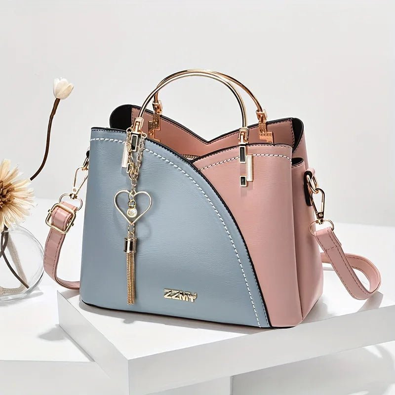 The Vivelle Signature Handbag in Blauw-Roze - Finn Jules