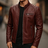Bikerjack Heren Kunstleer Slim Fit — Lucas in Bordeauxrood - Finn Jules