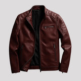 Bikerjack Heren Kunstleer Slim Fit — Lucas in Bordeauxrood - Finn Jules