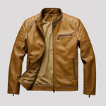 Bikerjack Heren Kunstleer Slim Fit — Lucas in Tan - Finn Jules