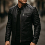 Bikerjack Heren Kunstleer Slim Fit — Lucas in Zwart - Finn Jules