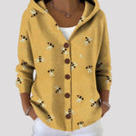 Cardigan Dames - Comfortabel Knoopvest Met Print — Liv in Lichtgeel - Finn Jules