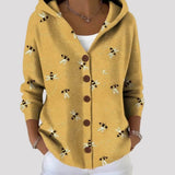 Cardigan Dames - Comfortabel Knoopvest Met Print — Liv in Lichtgeel - Finn Jules