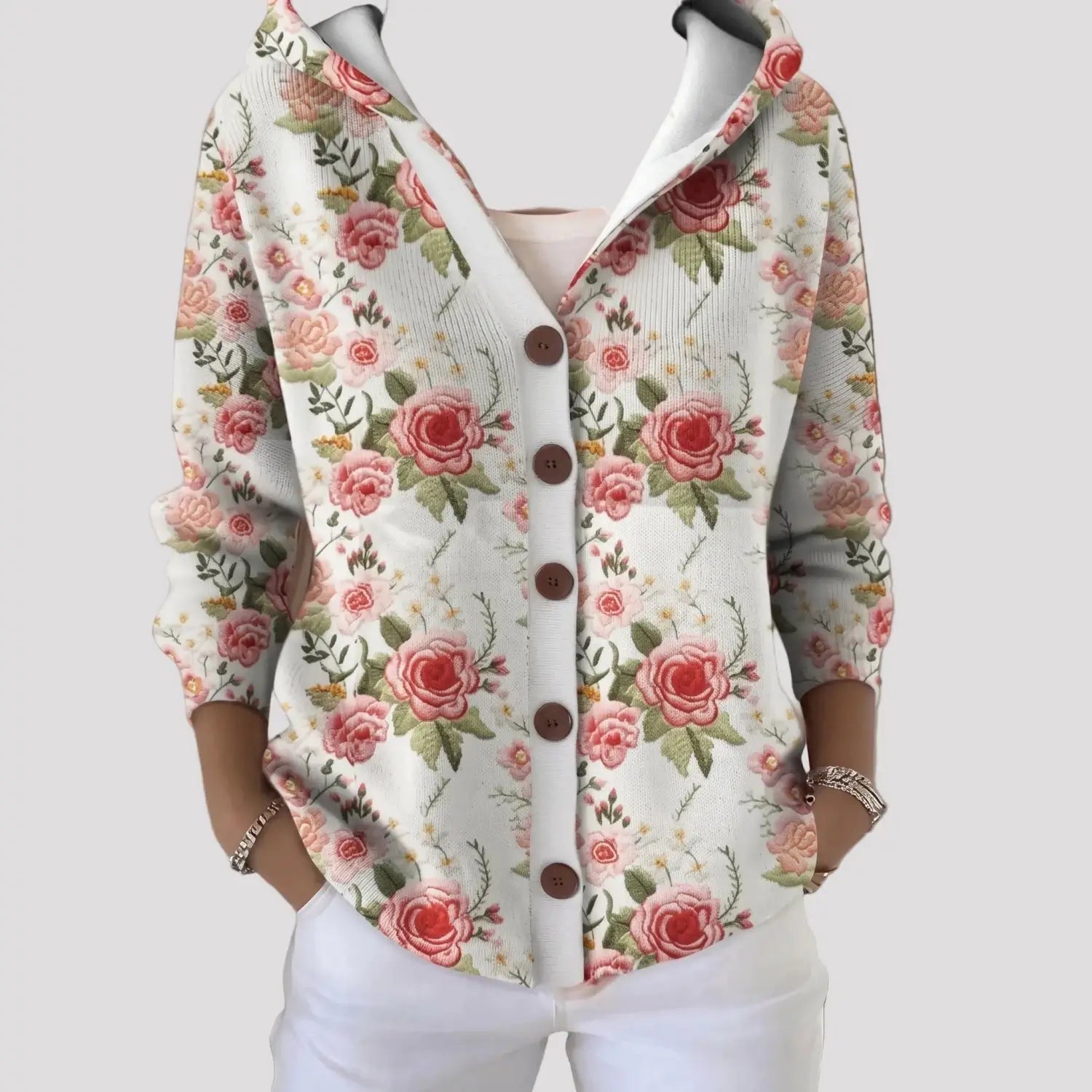 Cardigan Dames - Comfortabel Knoopvest Met Print — Liv in Poederroze - Finn Jules