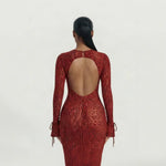Elegant Maxi-Jurk Dames - Animalprint Fishtail — Noa in Rood - Finn Jules