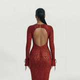 Elegant Maxi-Jurk Dames - Animalprint Fishtail — Noa in Rood - Finn Jules