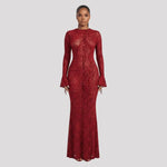 Elegant Maxi-Jurk Dames - Animalprint Fishtail — Noa in Rood - Finn Jules