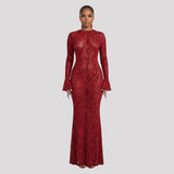 Elegant Maxi-Jurk Dames - Animalprint Fishtail — Noa in Rood - Finn Jules