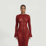 Elegant Maxi-Jurk Dames - Animalprint Fishtail — Noa in Rood - Finn Jules