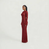 Elegant Maxi-Jurk Dames - Animalprint Fishtail — Noa in Rood - Finn Jules