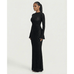 Elegant Maxi-Jurk Dames - Animalprint Fishtail — Noa in Zwart - Finn Jules