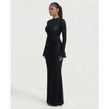 Elegant Maxi-Jurk Dames - Animalprint Fishtail — Noa in Zwart - Finn Jules
