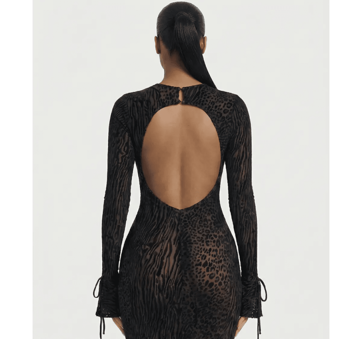 Elegant Maxi-Jurk Dames - Animalprint Fishtail — Noa in Zwart - Finn Jules