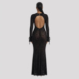 Elegant Maxi-Jurk Dames - Animalprint Fishtail — Noa in Zwart - Finn Jules