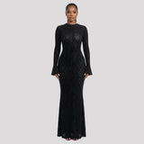 Elegant Maxi-Jurk Dames - Animalprint Fishtail — Noa in Zwart - Finn Jules