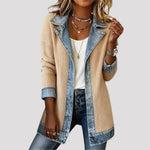 Gebreid Vest Denim Detail Flatterend — Iris in Beige - Finn Jules