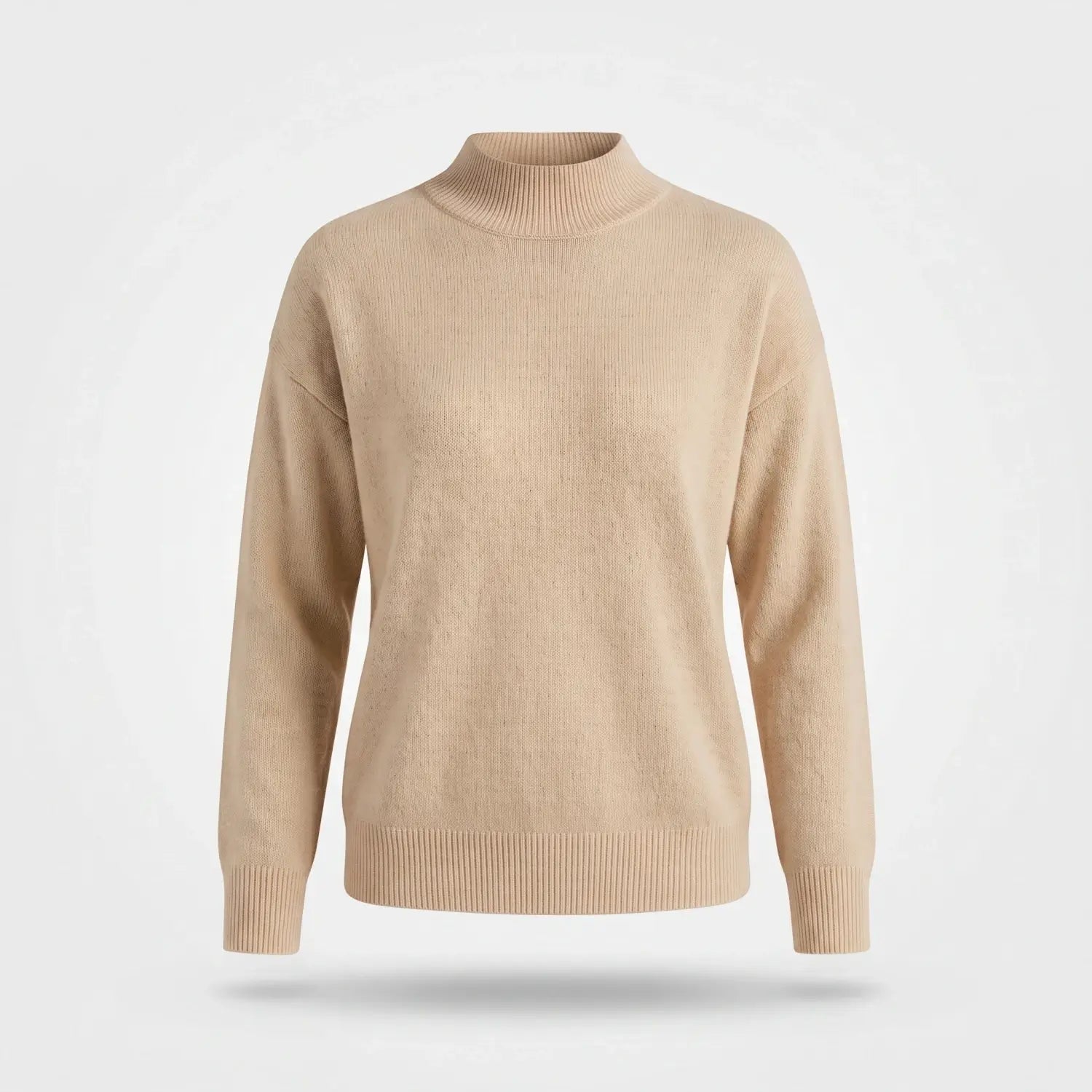 Gebreide Coltrui Dames - Elegante Warme Wintertrui - Sophie in Beige - Finn Jules