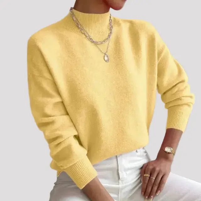 Gebreide Coltrui Dames - Elegante Warme Wintertrui - Sophie in Geel - Finn Jules
