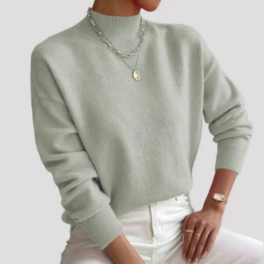 Gebreide Coltrui Dames - Elegante Warme Wintertrui - Sophie in Lichtgroen - Finn Jules